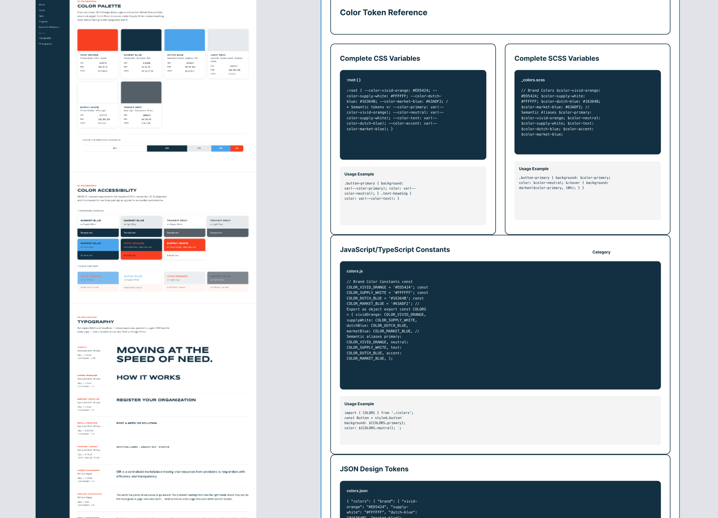Brand color tokens and design system reference