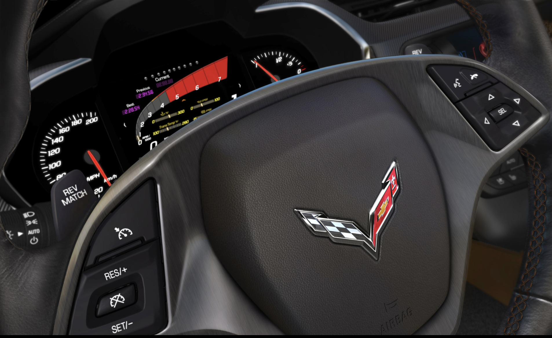 Track mode tachometer-focused layout
